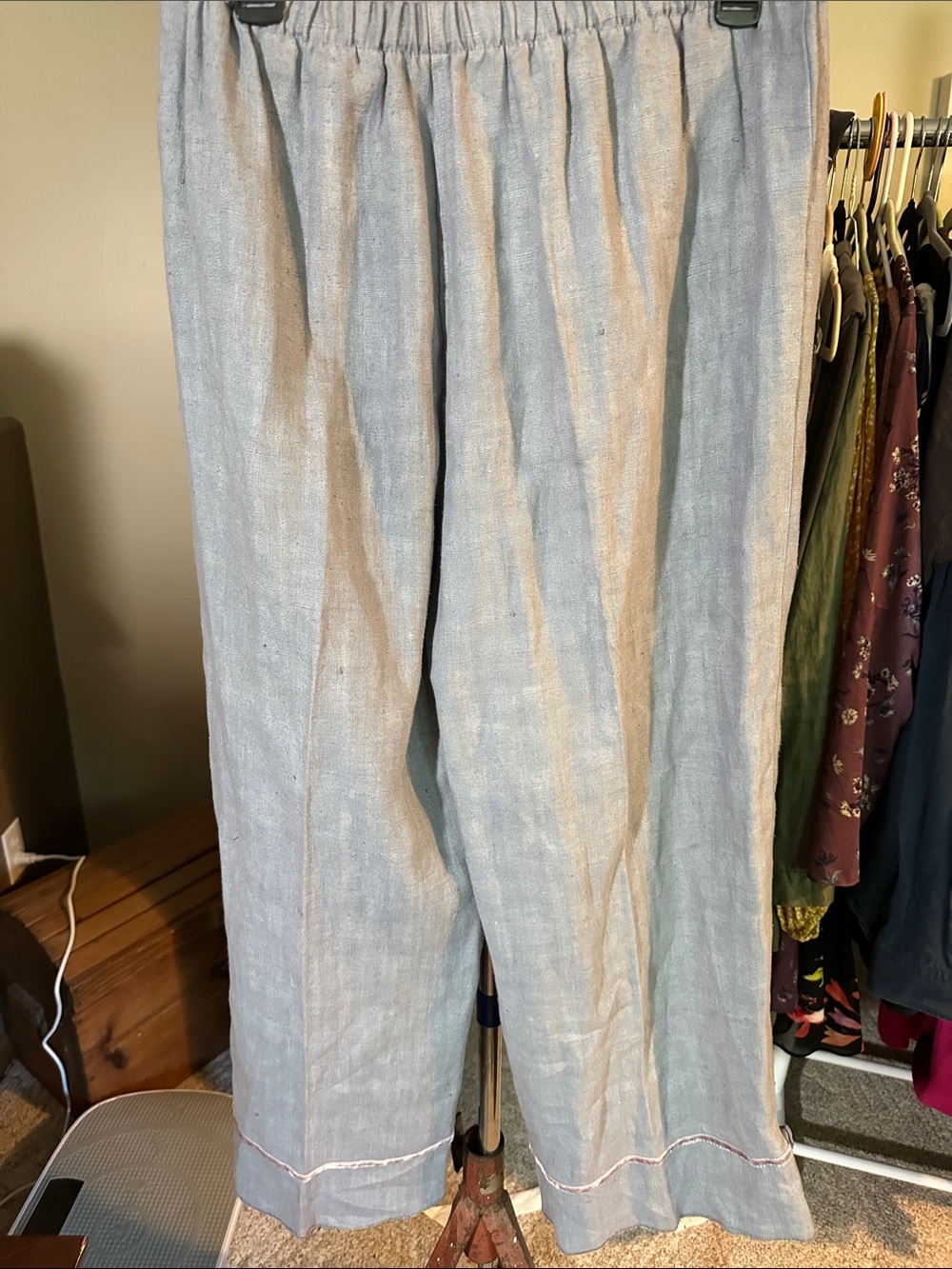 Gray 100% linen pants- Bodil
